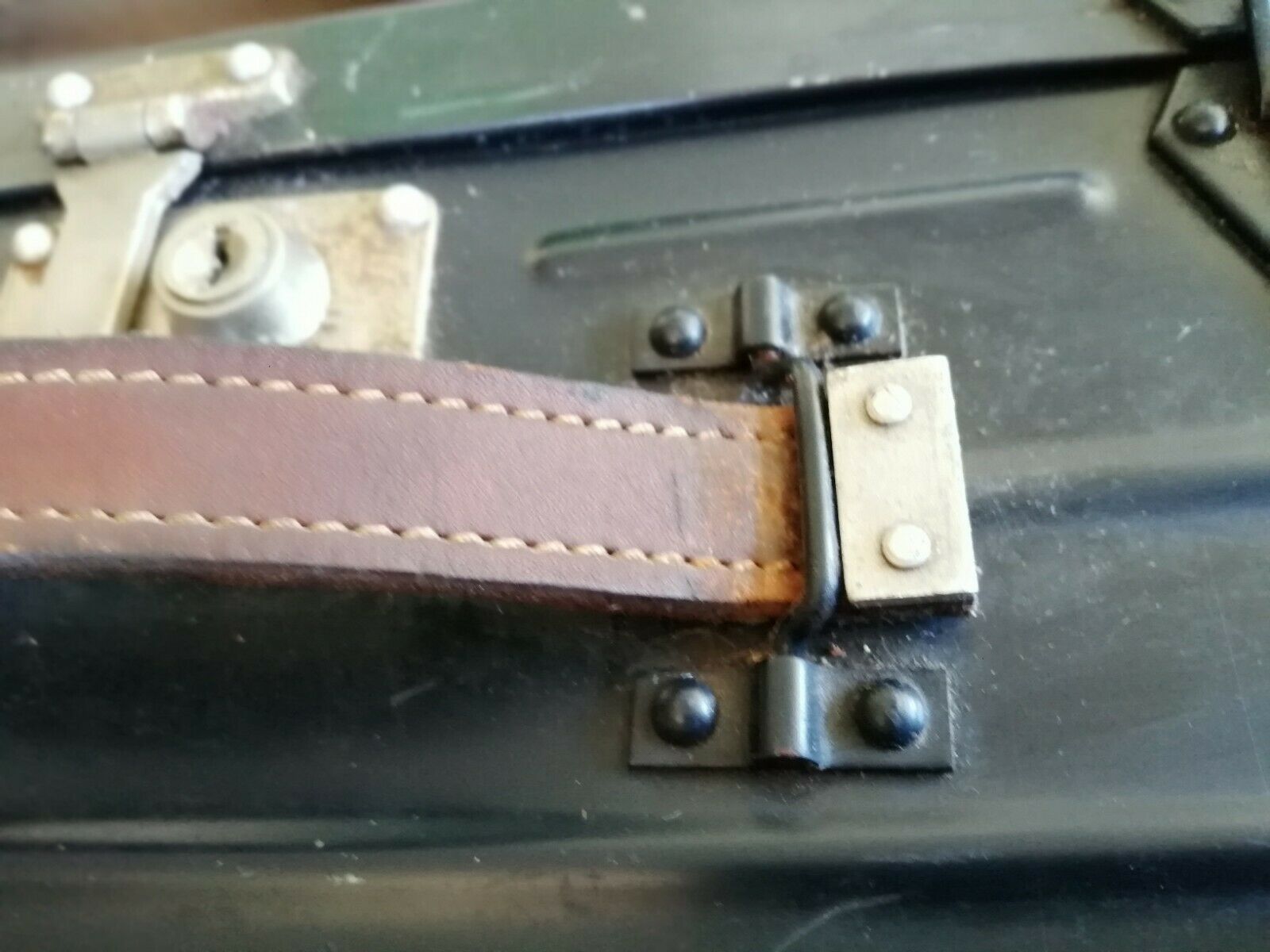 Beautiful old suitcase Vintage 1970s in marine metal army boat captain