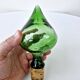 Vintage Italian Glass Carafe Empoli Green with Lid Seal Fleur de Lys
