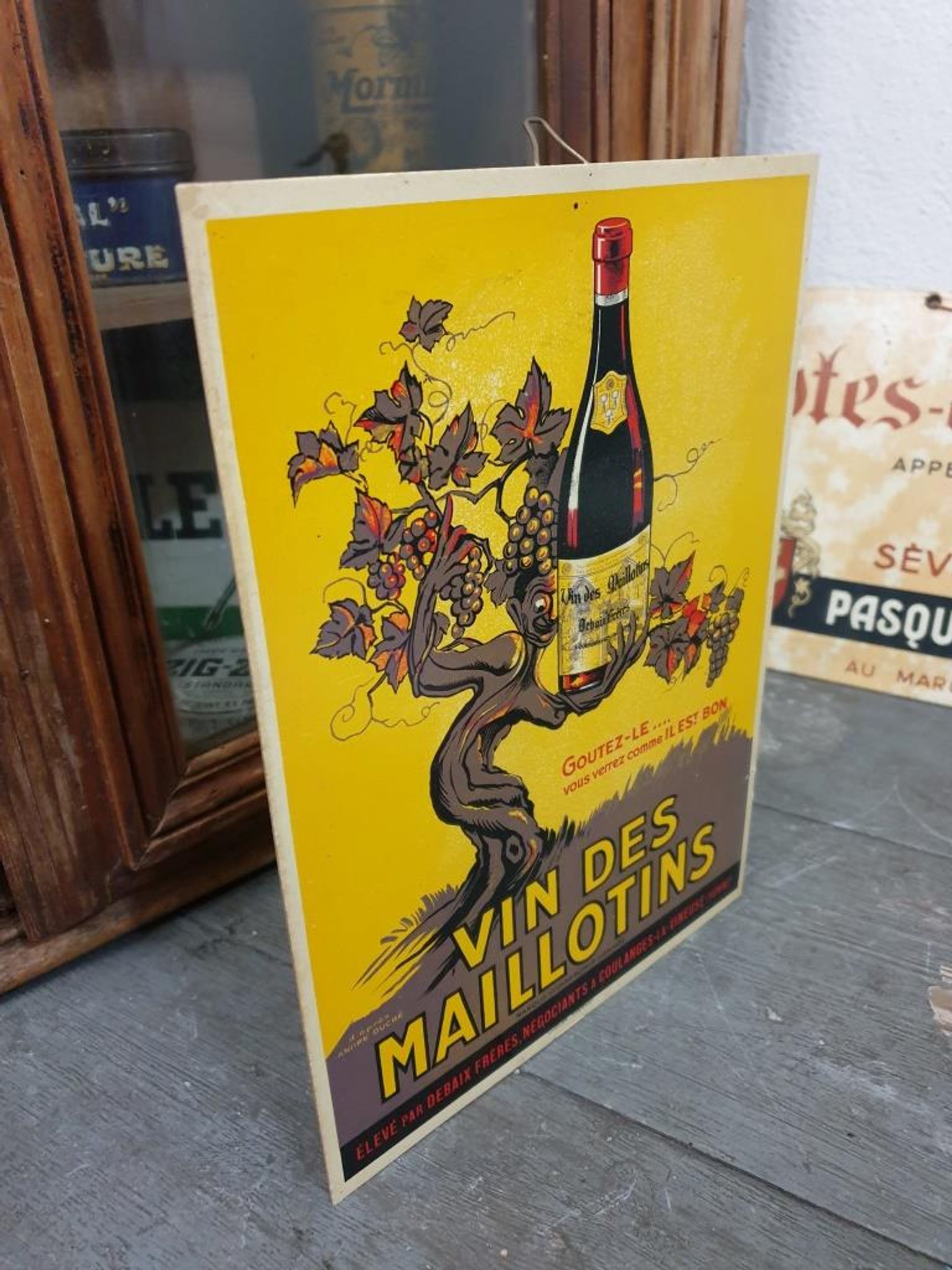 Old advertising of Bistrot - Advertising poster Vin des Maillotins