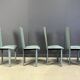 Postmodern green leather dining chairs, 1980s