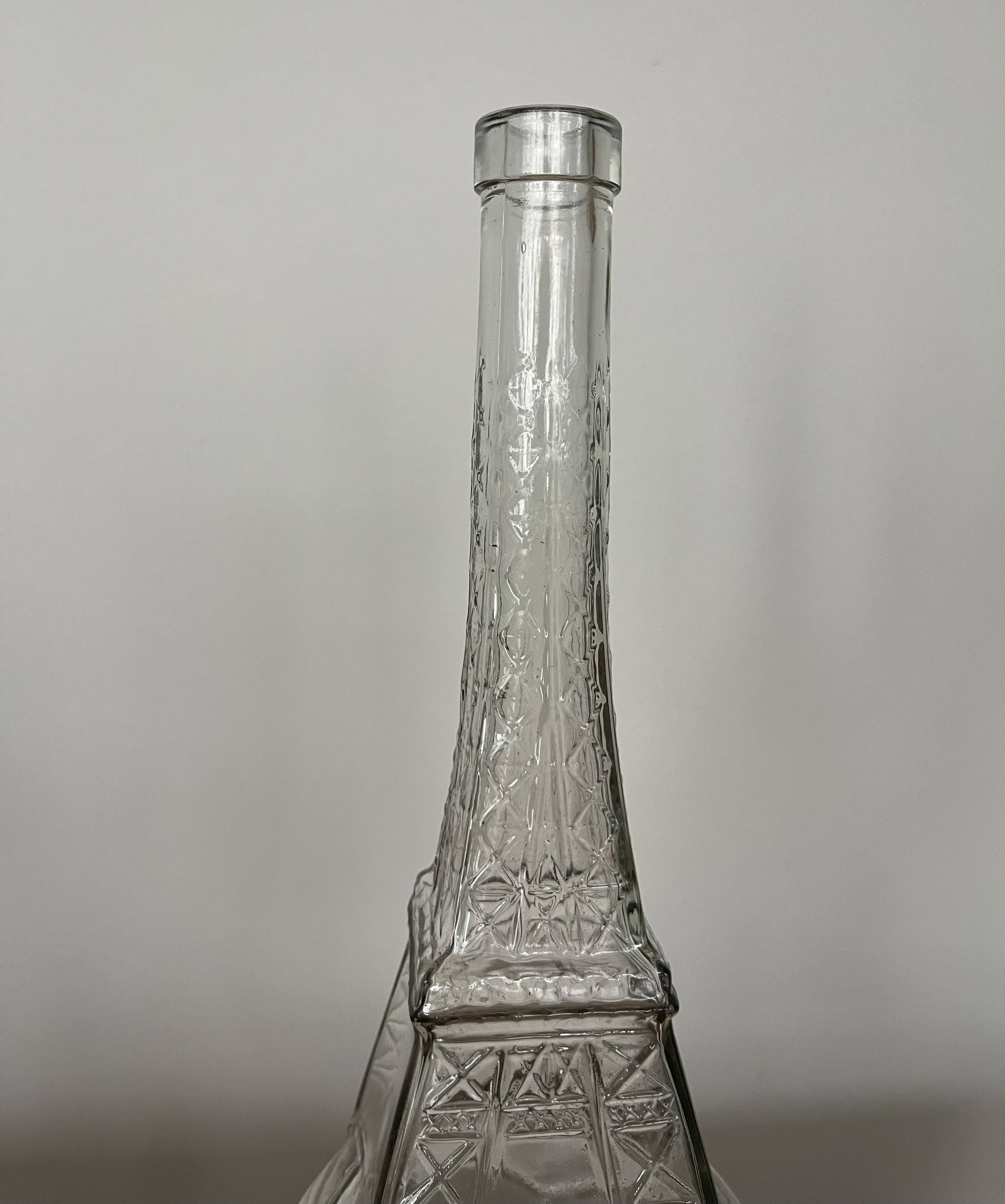 Bouteille verre vintage Tour Eiffel et Foot
