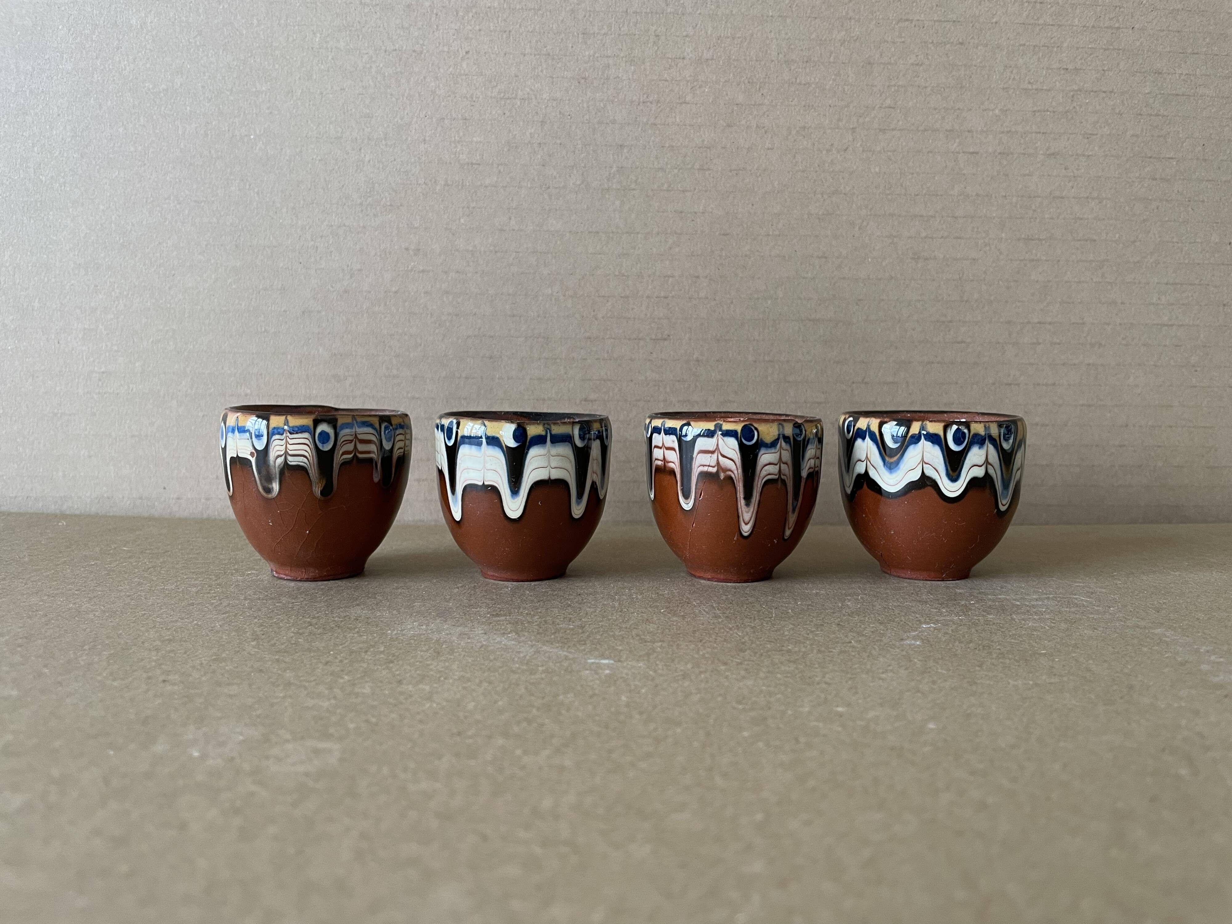 Set of 4 Russian ceramic egg cups