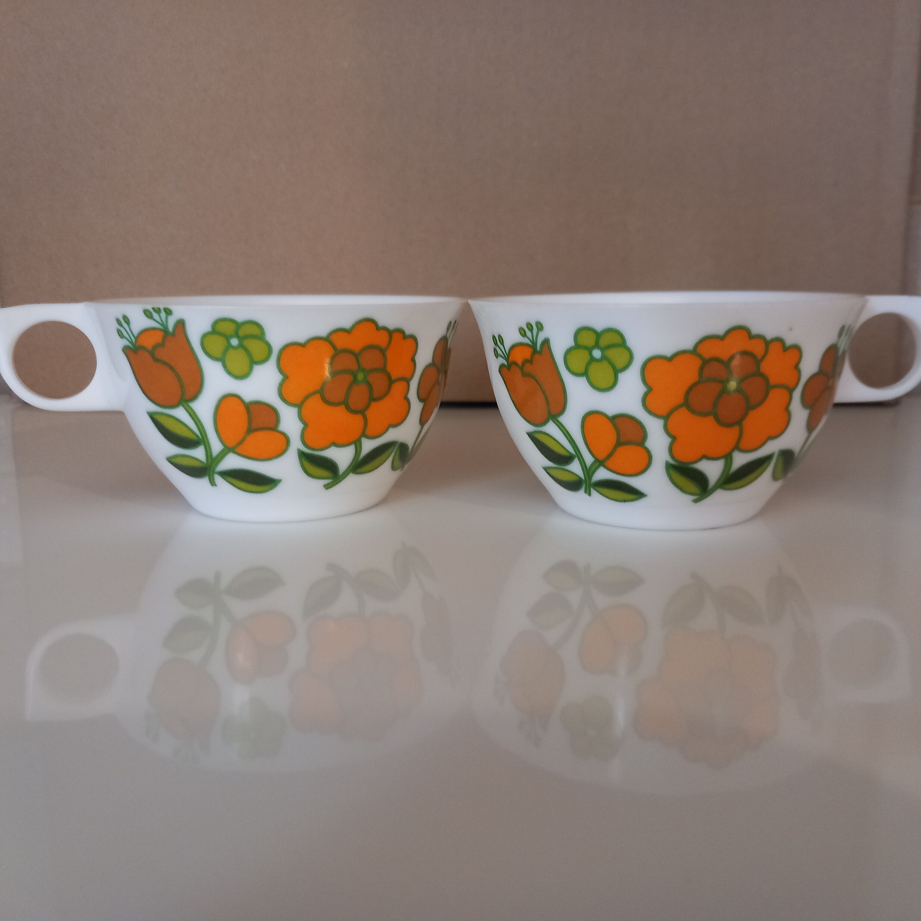 Tefal melamine flowery cups from the 70s