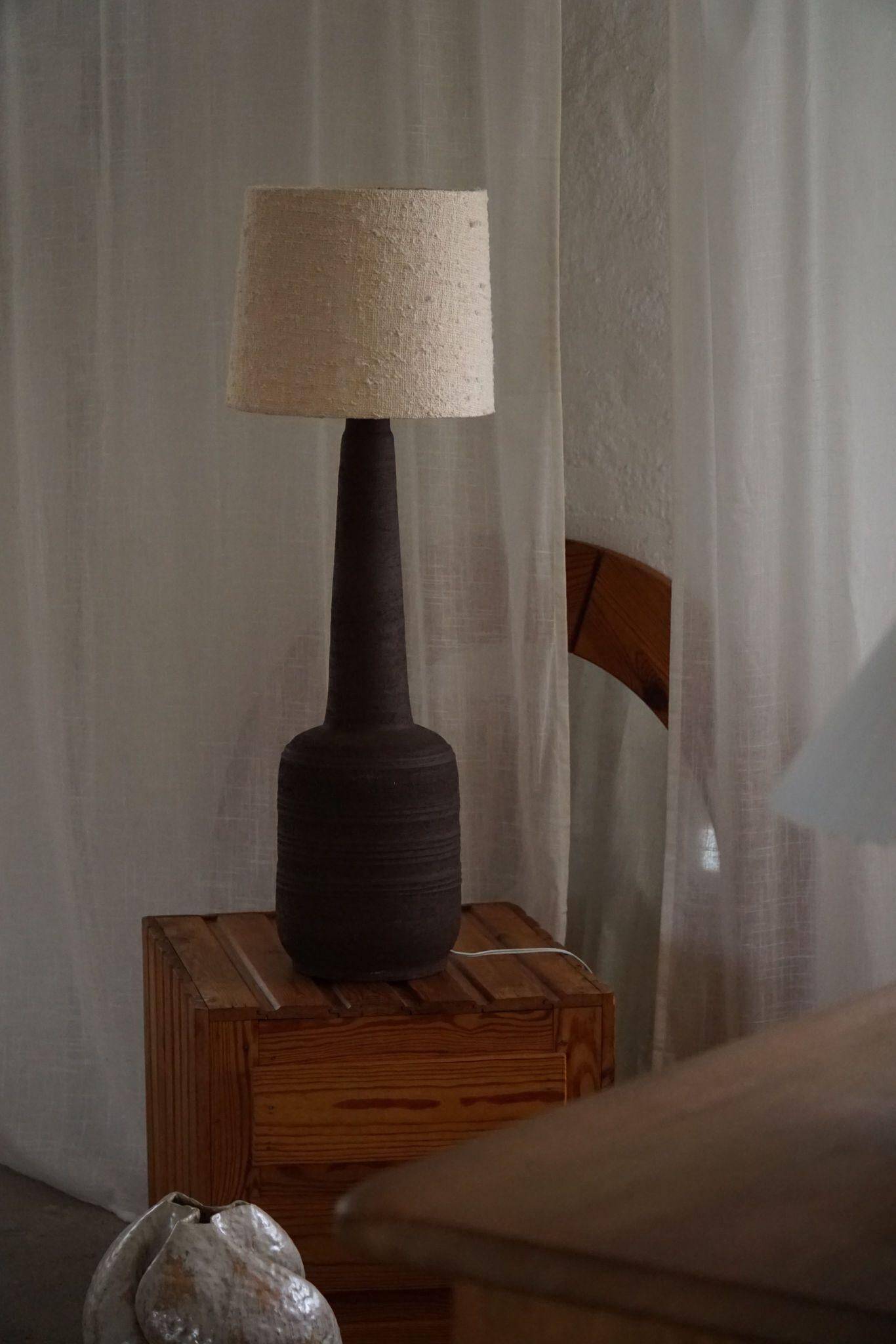 Tall decorative floor lamp in organic ceramic, mid-century Danish, 1970s.