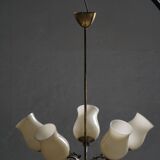 Brass and glass chandelier, Lisa Johansson-Pape for Stockmann, Finland, 1940s.
