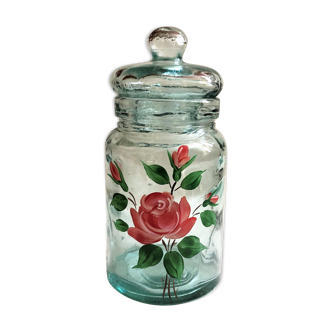 Bocal en verre décor bouquet de roses