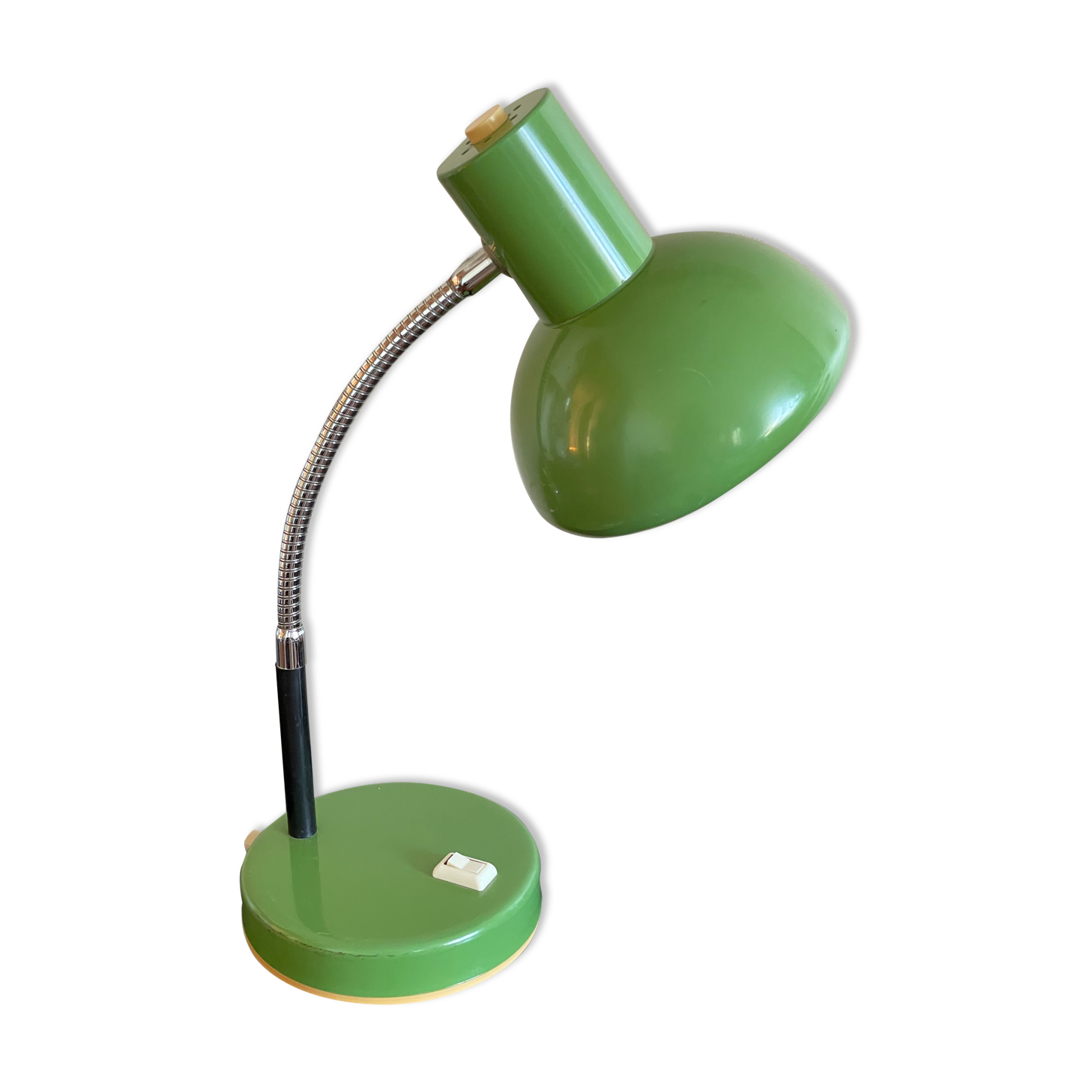 Large vintage desk lamp in articulated pistachio aluminum