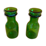 Lot de 2 pots apothicaire en verre vert