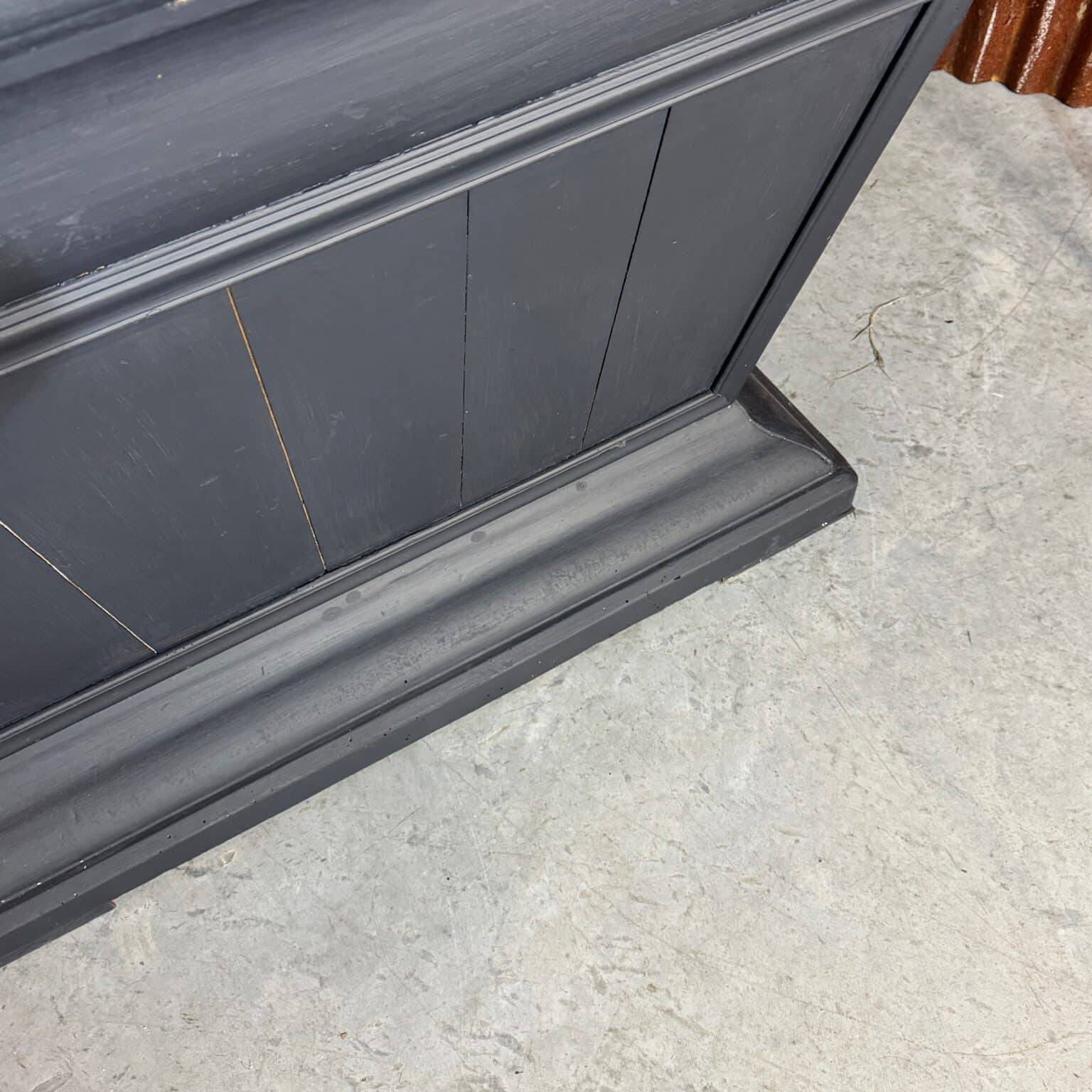 Old wooden counter, black patina