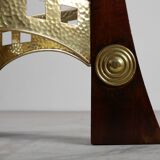 Art Nouveau Pedestal in wood and brass, Belgium, ca. 1910