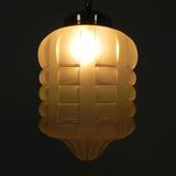 Art Deco pendant lamp with matt glass shade and brass fixture, 1930s