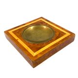 Cendriers en laiton et bois, briquet et boîte à cigares, italie 1970