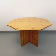 Table à manger octogonale vintage des années 80 en pin avec rallonge