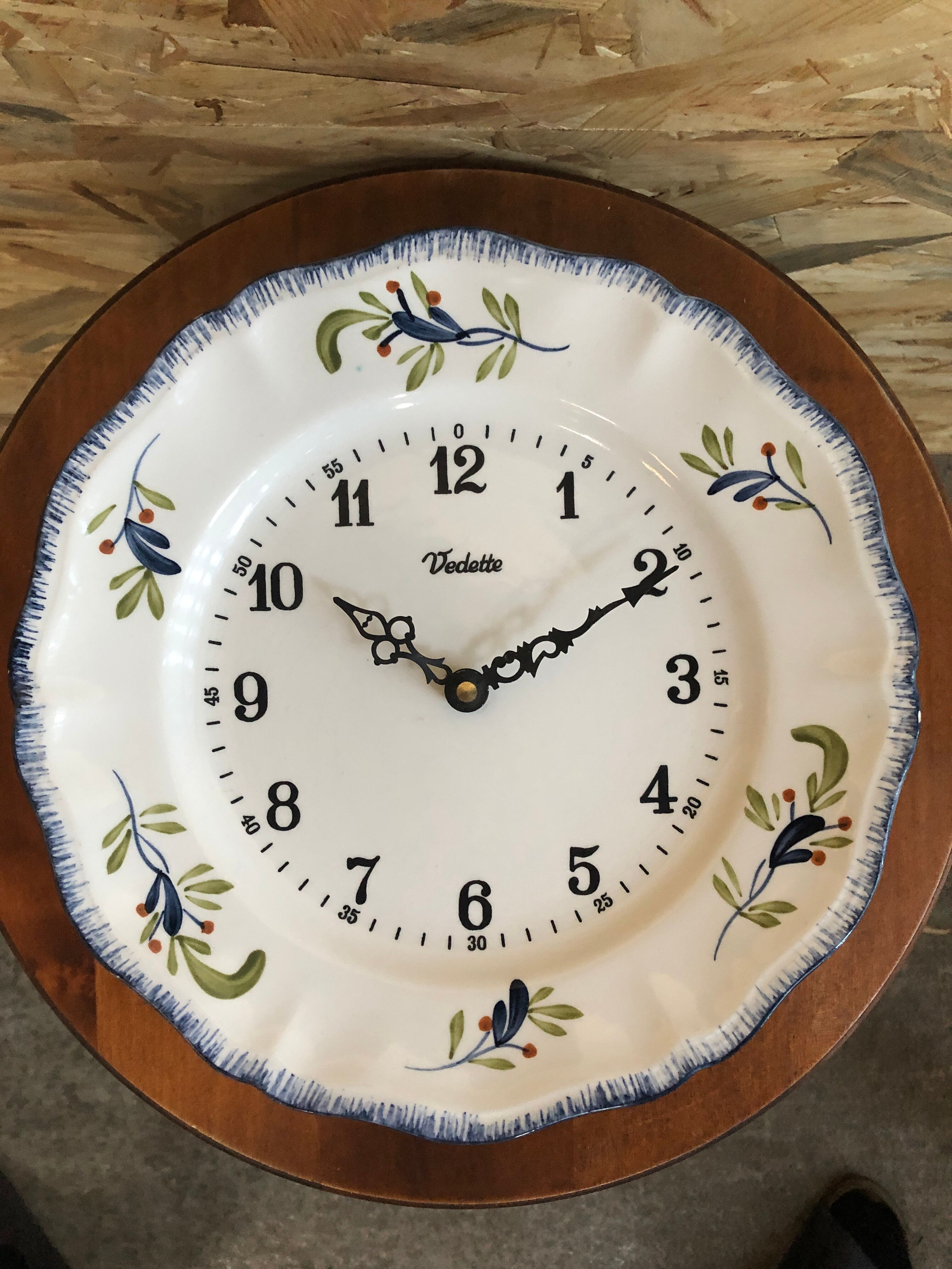Old clock clock star ceramic plate sarreguemines vintage