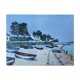 Tableau hst "plage avec barques" marine normandie bretagne par robert leboucher