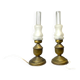 Pair Portuguese rustic brass table lamps