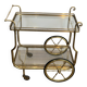 Rolling Table with Large Brass and Glass Wheels, Maison Jansen, Circa 1940