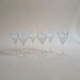 Set of 6 cut crystal wine glasses