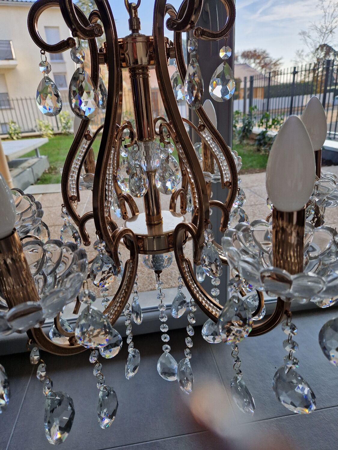 Rose gold chandelier and pampilles