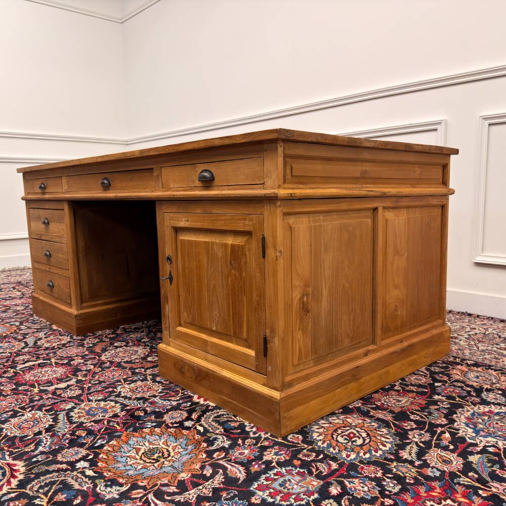 Large classic English desk with back panel