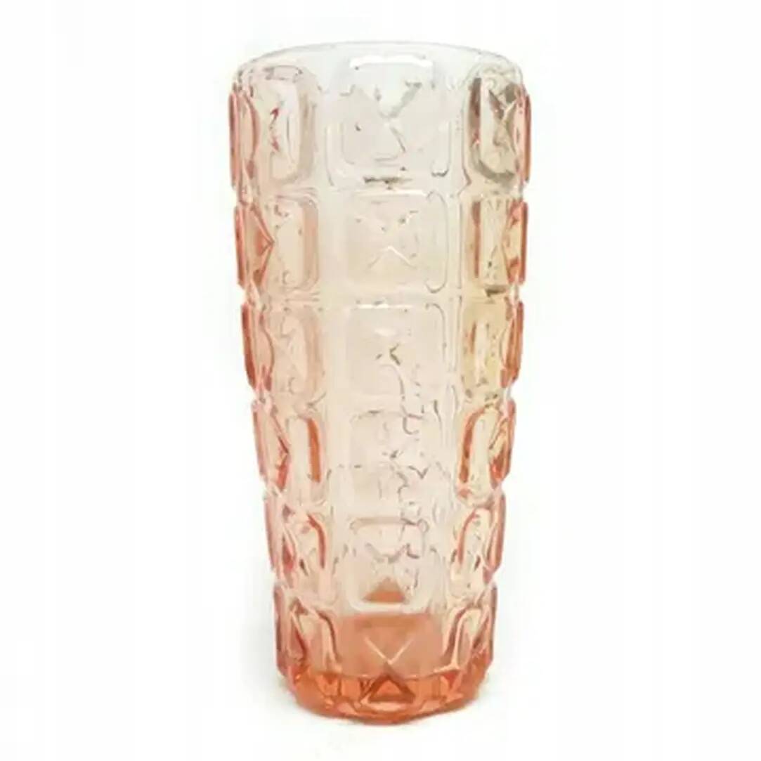 Vase en forme d'enveloppe, style mid-century modern, en verre pressé rose, Ząbkowice, Pologne, années 1970.