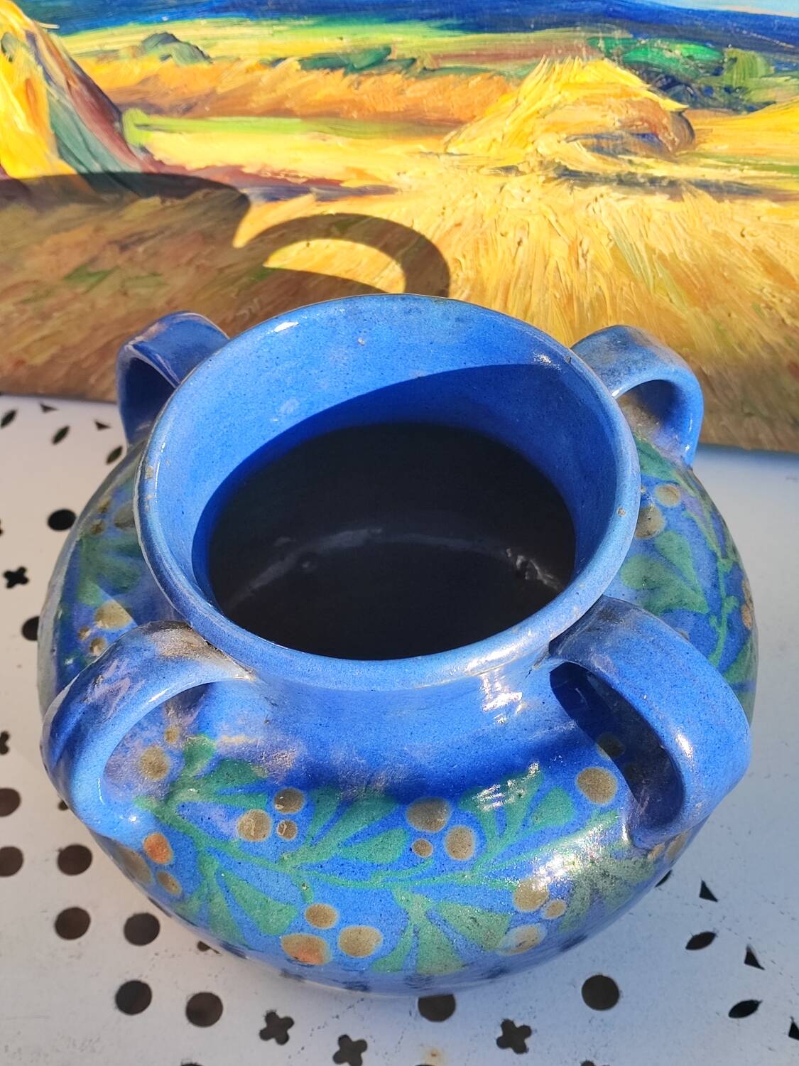 large vase with 4 handles Soufflenheim signed Elchinger