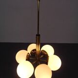 Sputnik brass and glass ceiling chandelier from Kaiser Idell / Kaiser Leuchten, Germany, 1960s