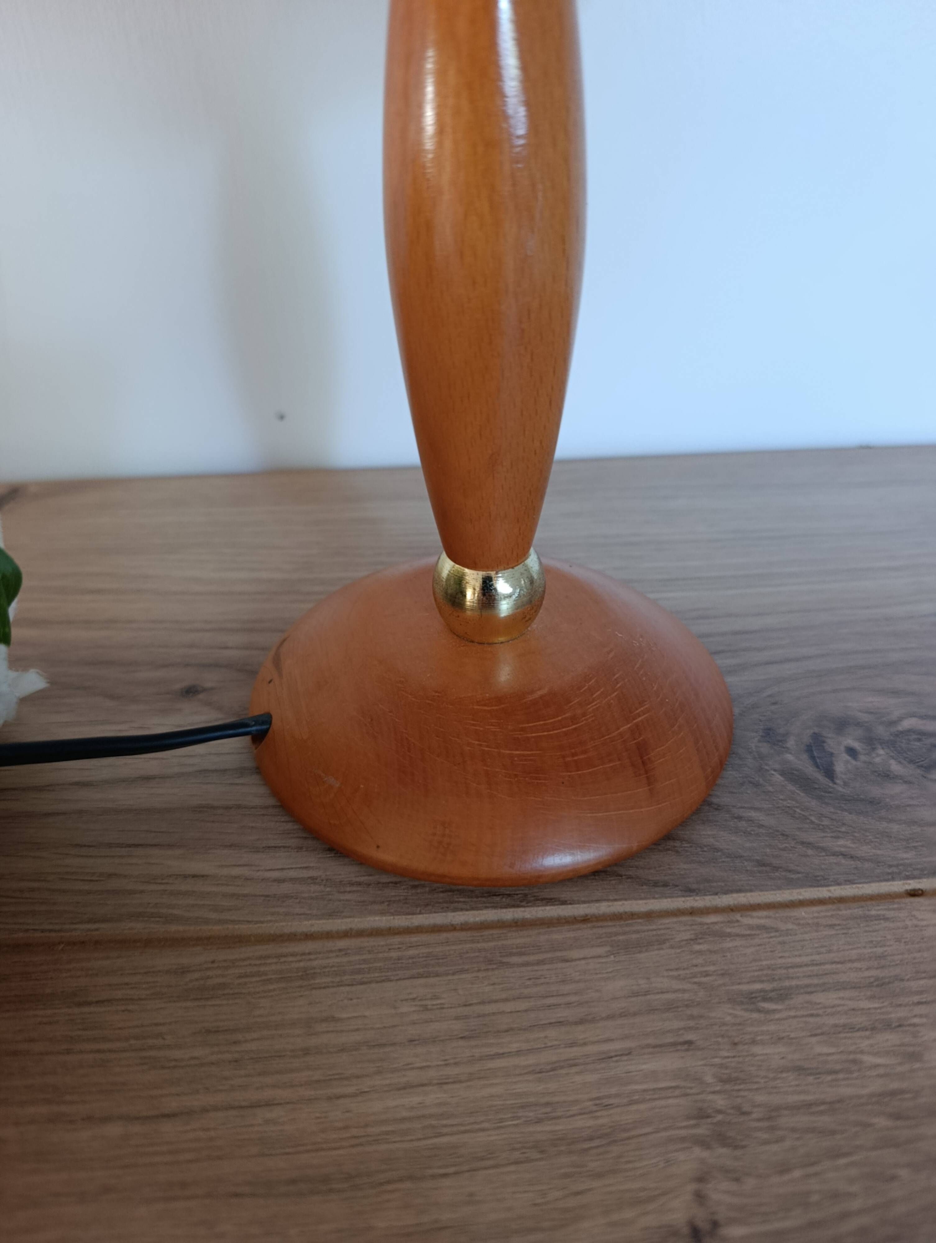 Lampe bois mid-century Abat-jour graphisme végétal