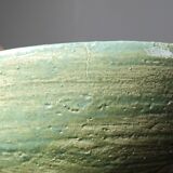 Wabi-Sabi handcrafted ceramic bowl in celadon green, 20th-19th century.