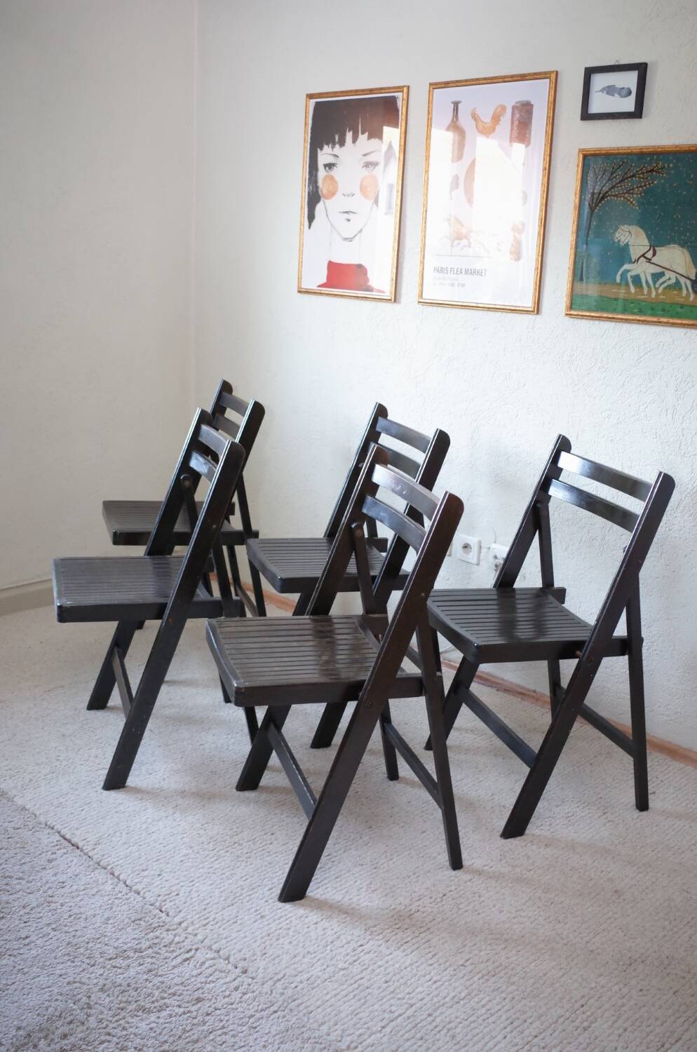 5 x chaises pliantes vintage