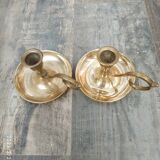 Duo of brass candle holders
