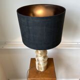 Stone and black cotton table lamp
