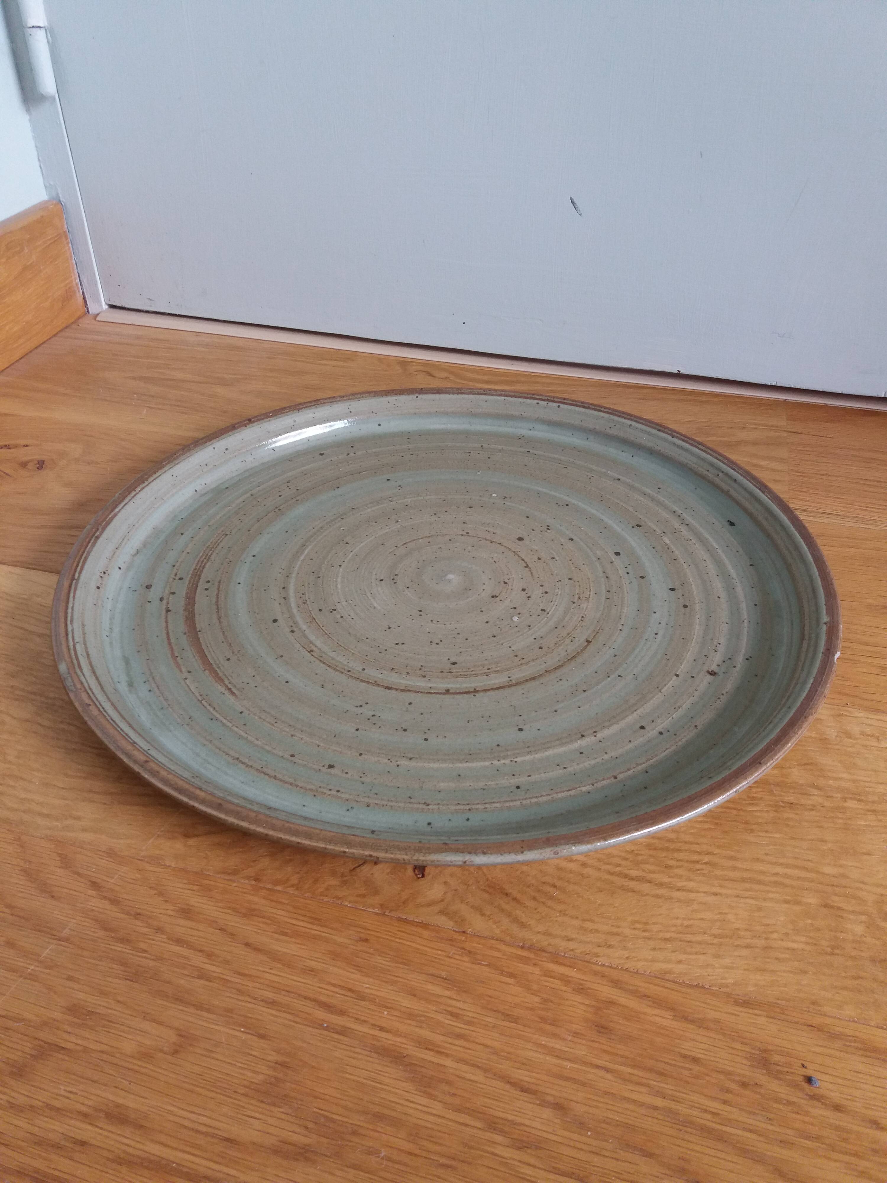 Plateau plat à tarte en grès 34 cm