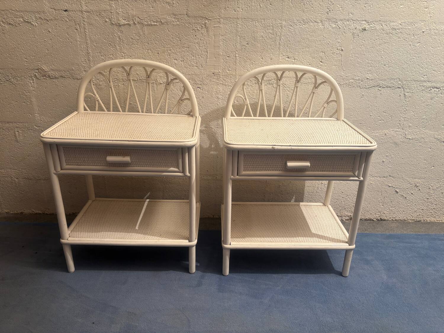 Duo of vintage bedside tables