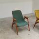 Pair of yellow and green resin and wood armchairs by Miroslav Navratil