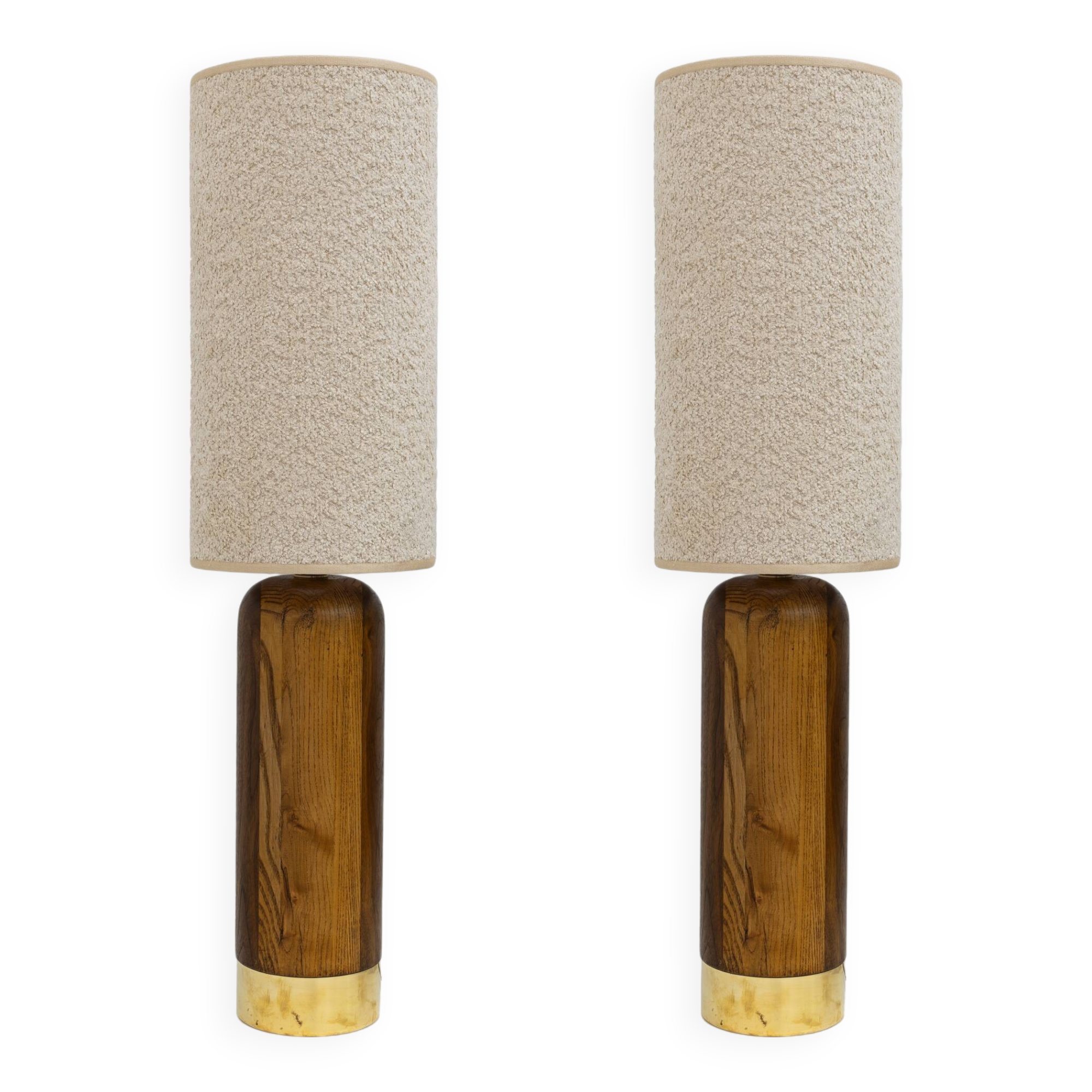 Pair of Mid-century Modern Style Italian Wood and Brass Table Lamps