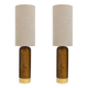 Pair of Mid-century Modern Style Italian Wood and Brass Table Lamps