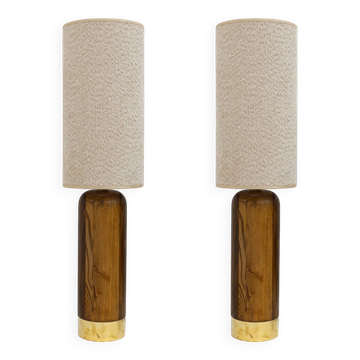 Pair of Mid-century Modern Style Italian Wood and Brass Table Lamps