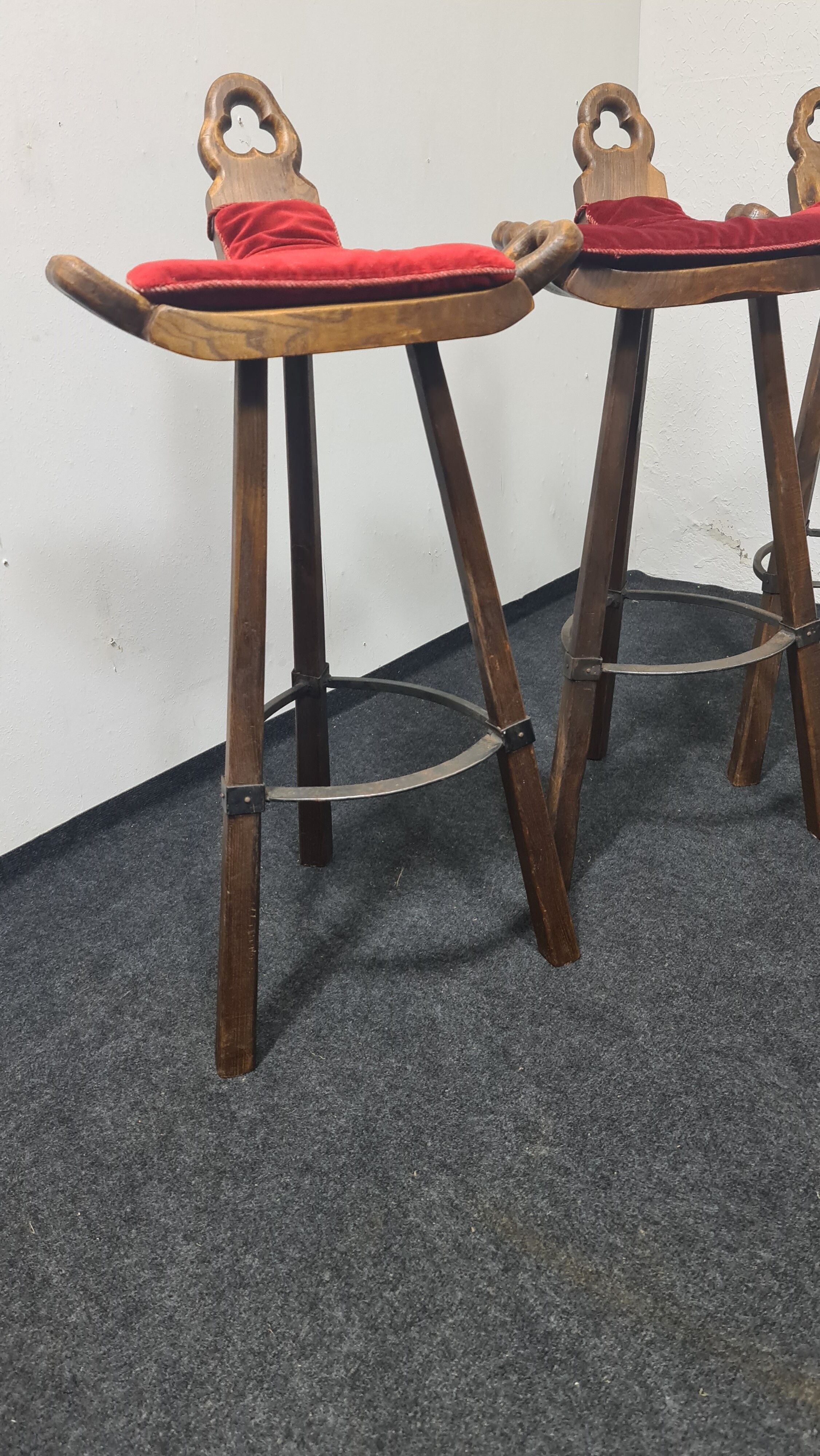 Three vintage Spanish bar stools