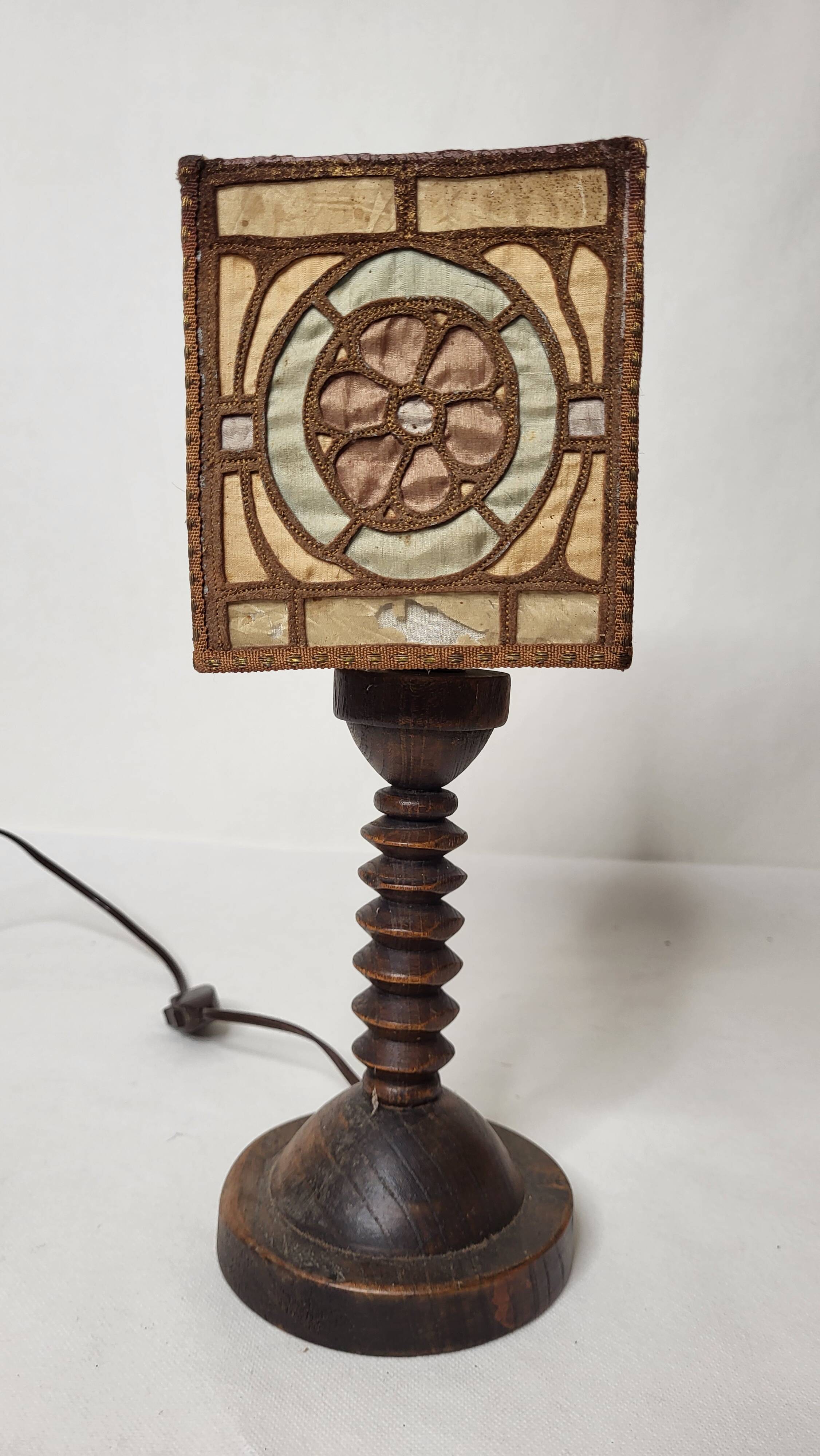 Art Nouveau wooden lamp