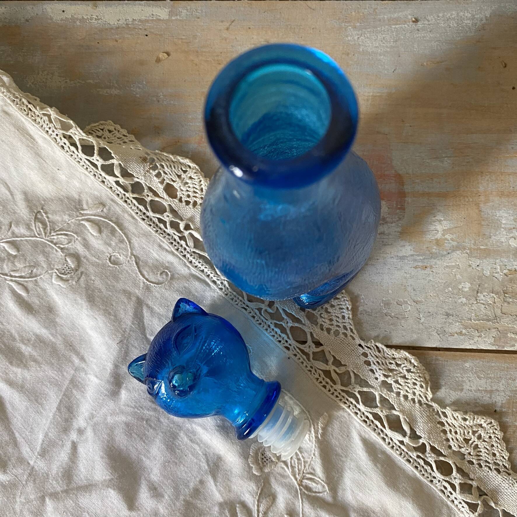 Carafe empoli chat bleu années 60-70