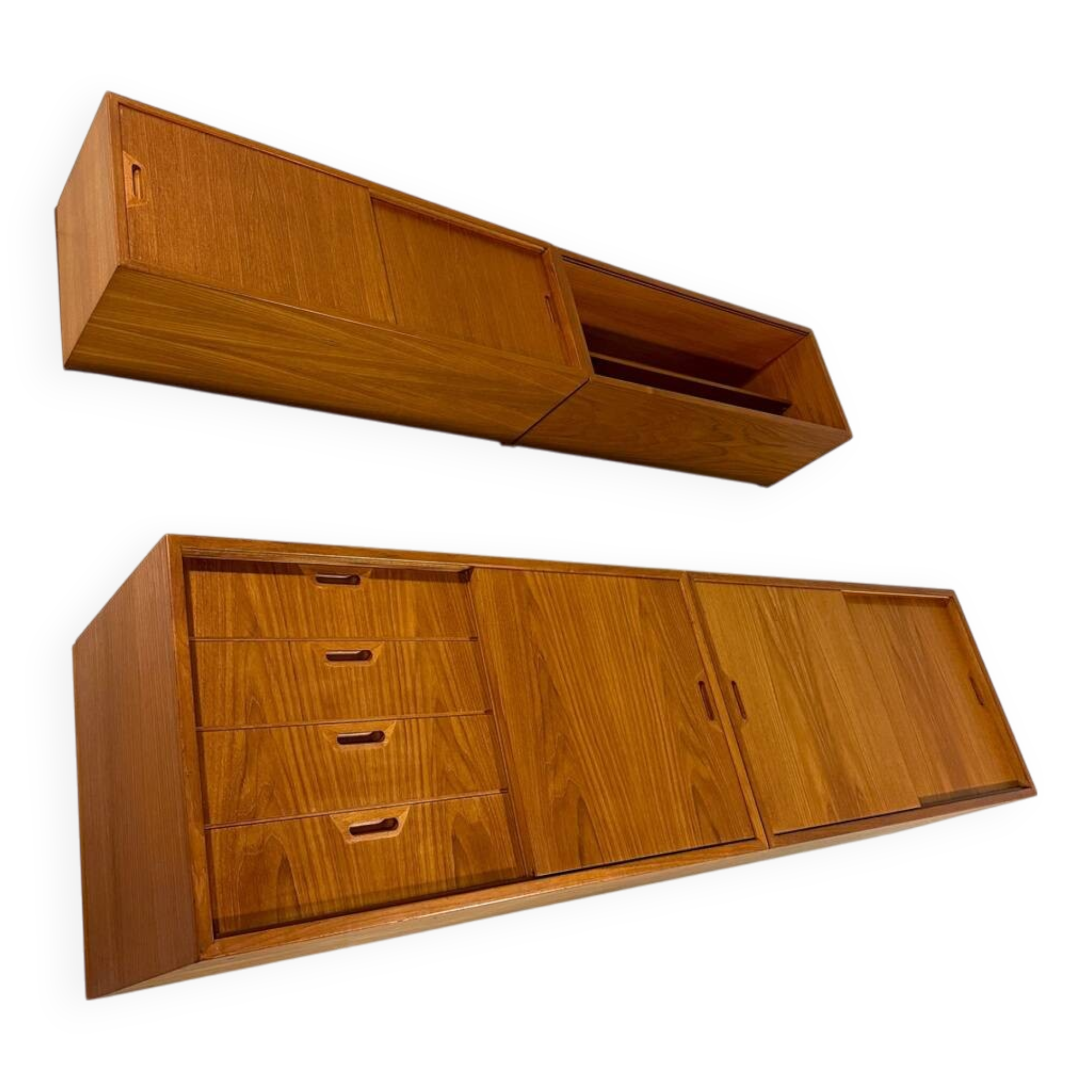 Teak wall system Sven Ellekaer Albert Hansen Denmark 1960s