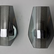 Pair of veca wall lamps, black murano glass, italy 1970