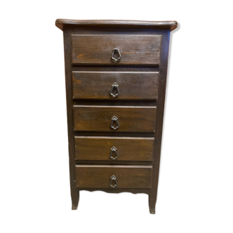 Antique Chest of Drawers with 5 Drawers Vintage Wood #D396