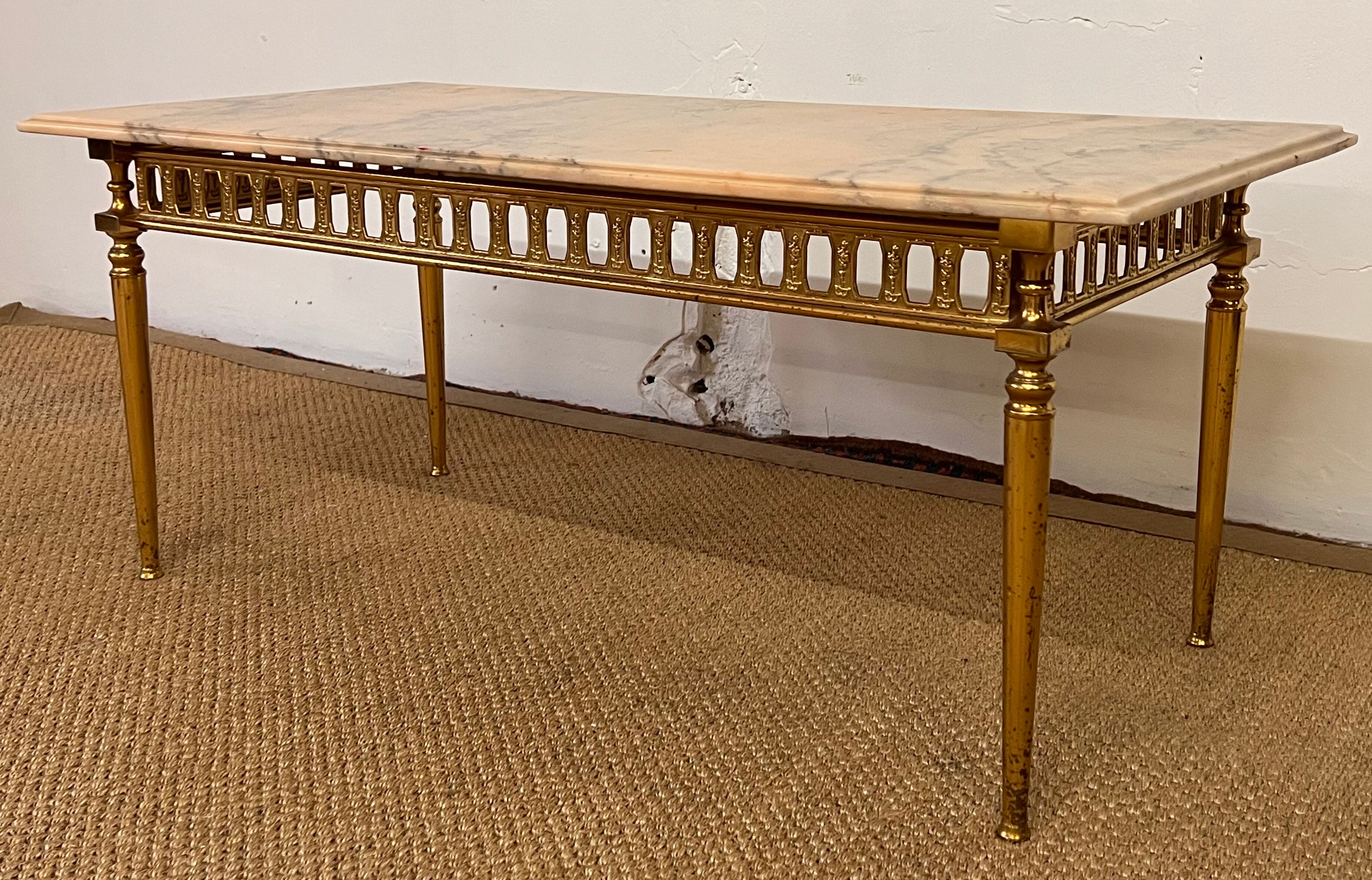 Marble and brass coffee table