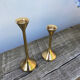 Duo of Scandinavian candle holders in gilded brass