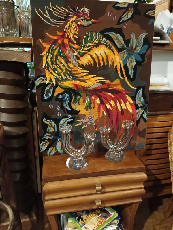 Paire de bougeoirs en cristal de Vannes