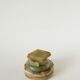 Vide-poche en onyx forme carreau vert et marron, 1970