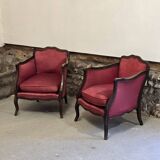 Pair of Louis XV style bergere chairs