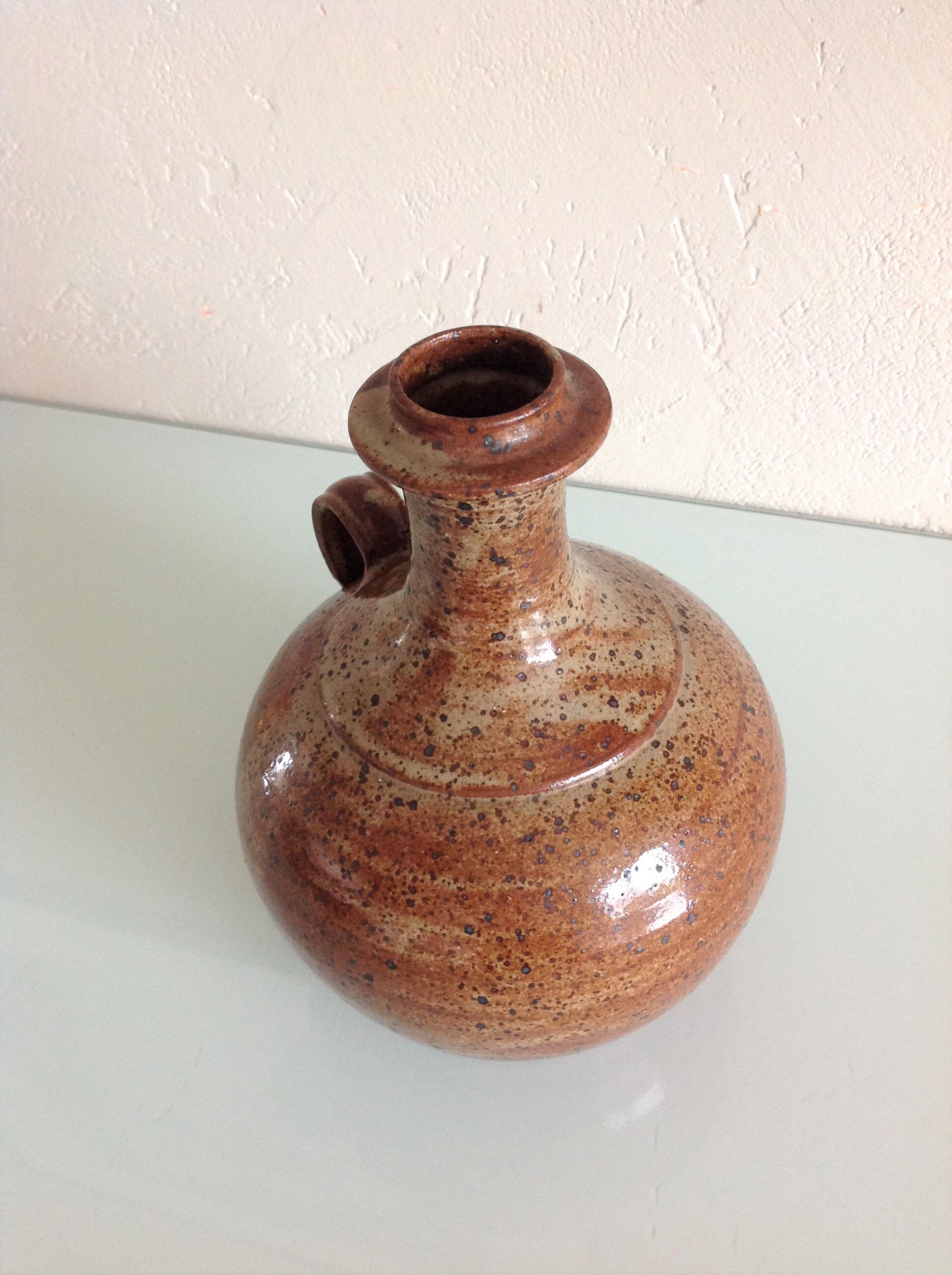 Vase ball soliflore in glazed sandstone / vintage years 60-70